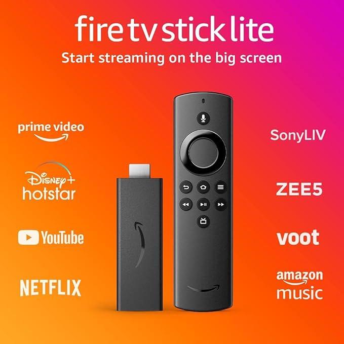 Certified Refurbished Fire TV Stick Lite with Alexa Voice Remote Lite | Stream HD Quality Video | No power and volume buttons